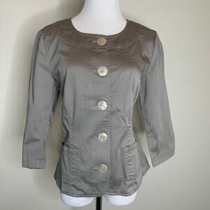 J Jill Khaki Green Jacket Blazer 8P Cotton Lady Jacket